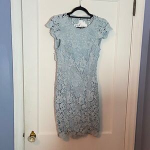 Lulu's Floral Lace Mini Dress in Light Blue
